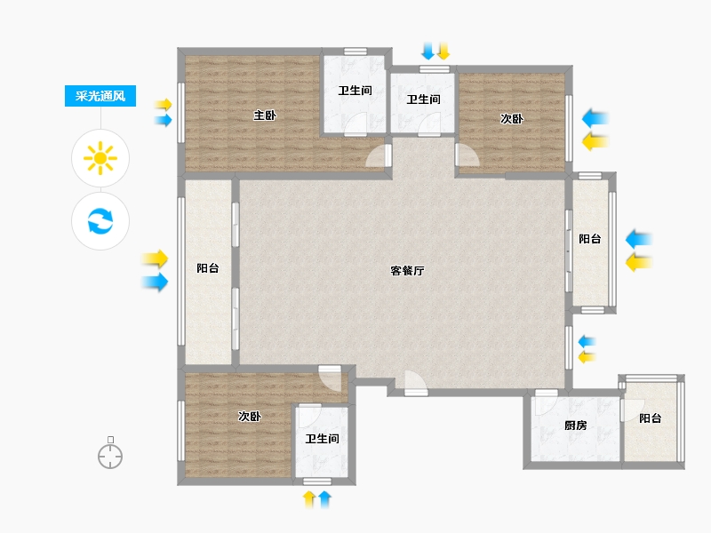 浙江省-台州市-恒大城市天地-170.00-户型库-采光通风