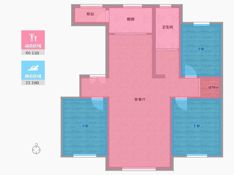 新疆维吾尔自治区-阿勒泰地区-温馨家园二期-102.00-户型库-动静分区