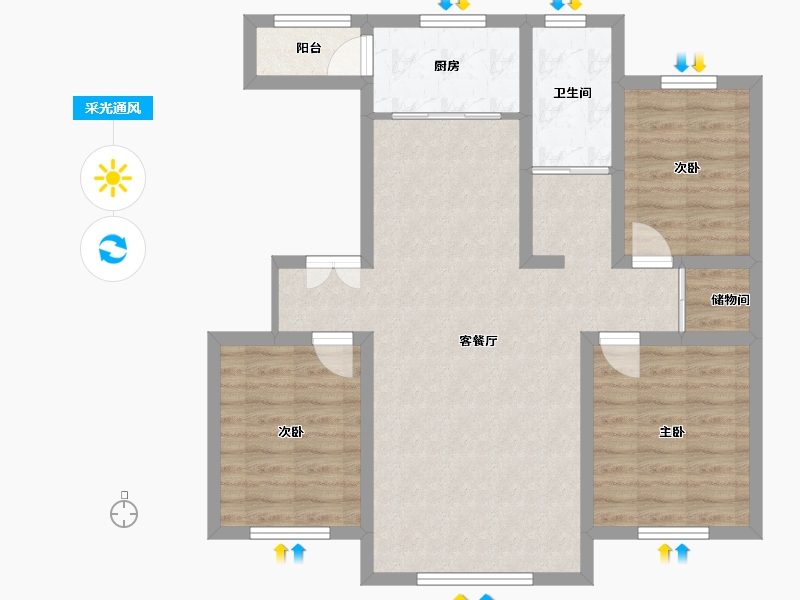 新疆维吾尔自治区-阿勒泰地区-温馨家园二期-102.00-户型库-采光通风