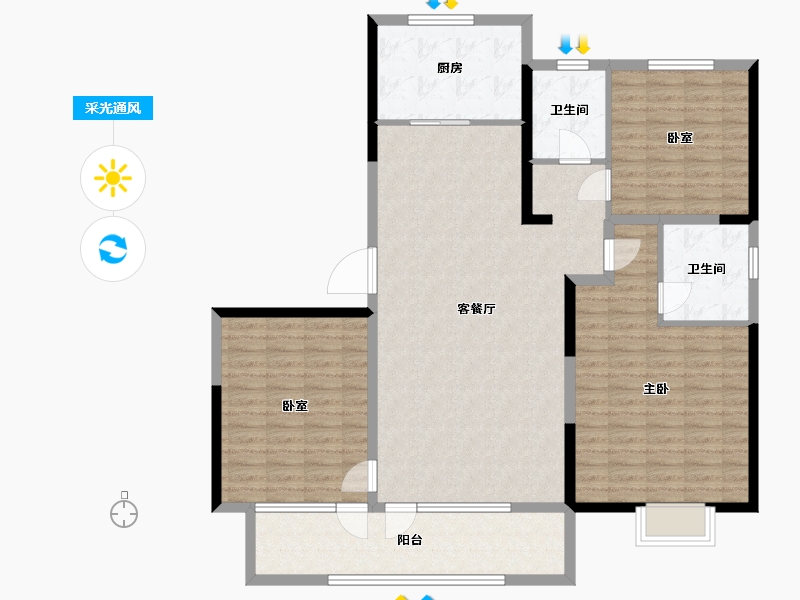 山东省-聊城市-裕昌·金裕新城-131.23-户型库-采光通风