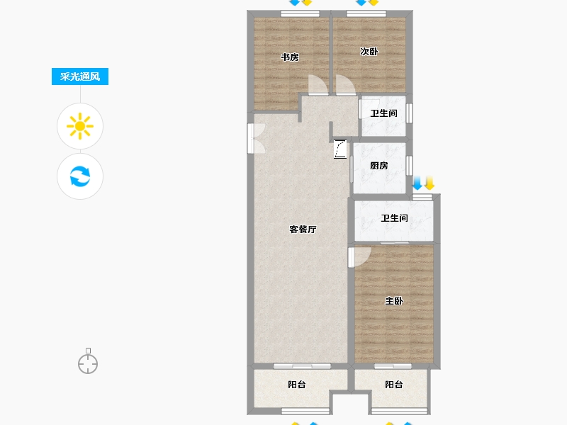 河南省-郑州市-正弘青云筑-101.00-户型库-采光通风