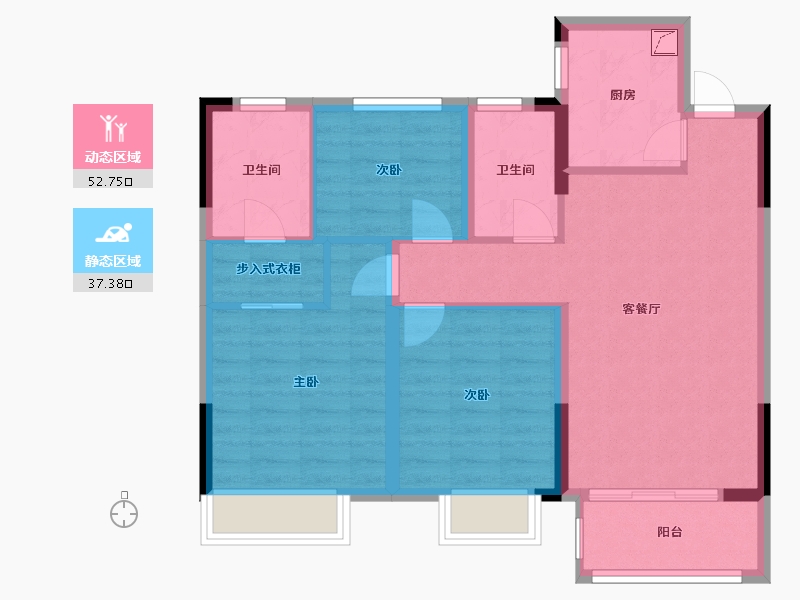 浙江省-台州市-中南漫悦湾-80.00-户型库-动静分区