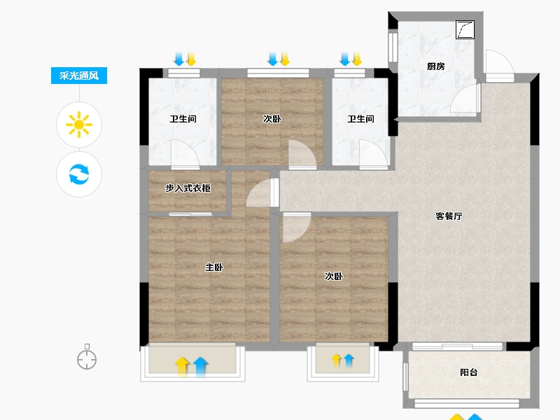 浙江省-台州市-中南漫悦湾-80.00-户型库-采光通风