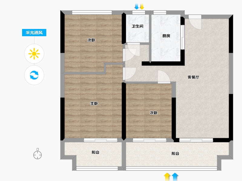 安徽省-阜阳市-丽丰凯旋门-85.00-户型库-采光通风