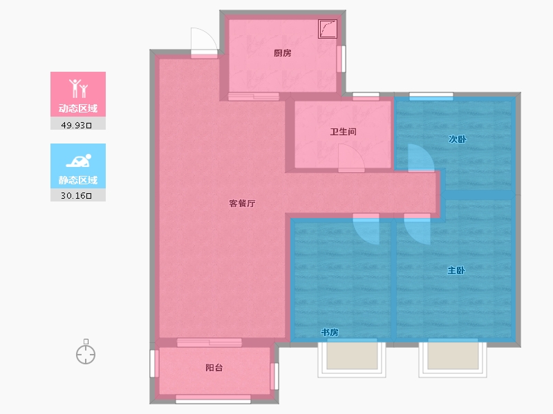 河南省-焦作市-郑北 孔雀城-98.00-户型库-动静分区