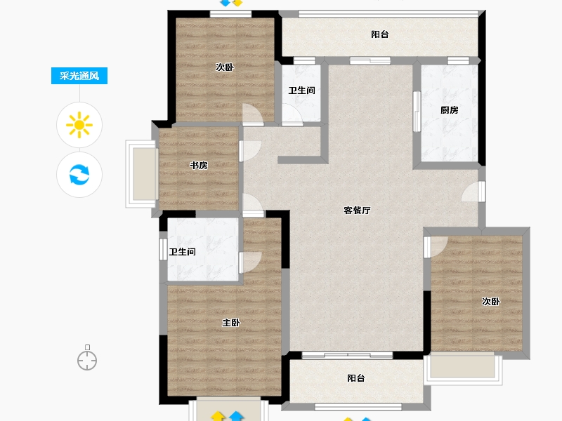 山东省-聊城市-裕昌御景苑-120.00-户型库-采光通风