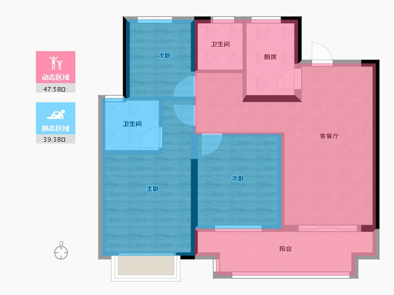 浙江省-宁波市-湖畔云庭-75.65-户型库-动静分区