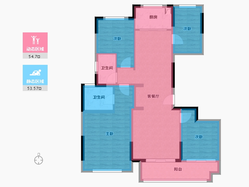 江苏省-淮安市-淮上院子-110.00-户型库-动静分区