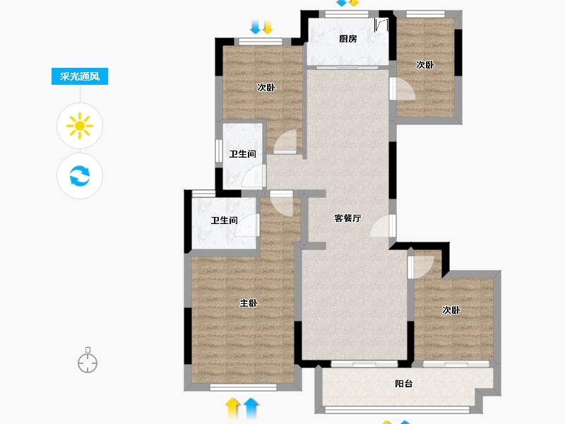 江苏省-淮安市-淮上院子-110.00-户型库-采光通风