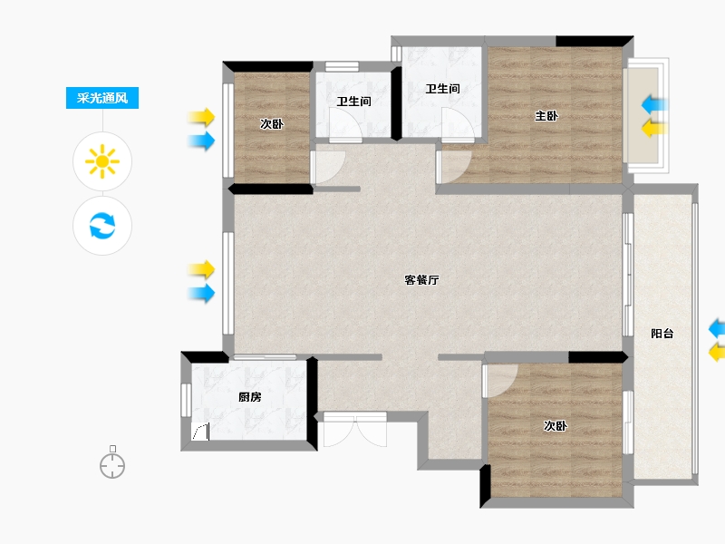 安徽省-宣城市-和顺江南府-99.00-户型库-采光通风