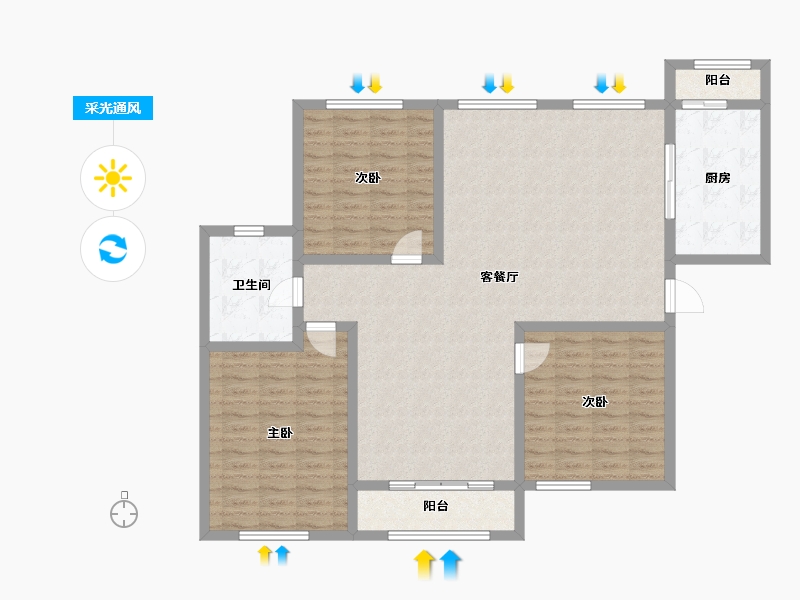 山东省-烟台市-万城澜郡-124.22-户型库-采光通风