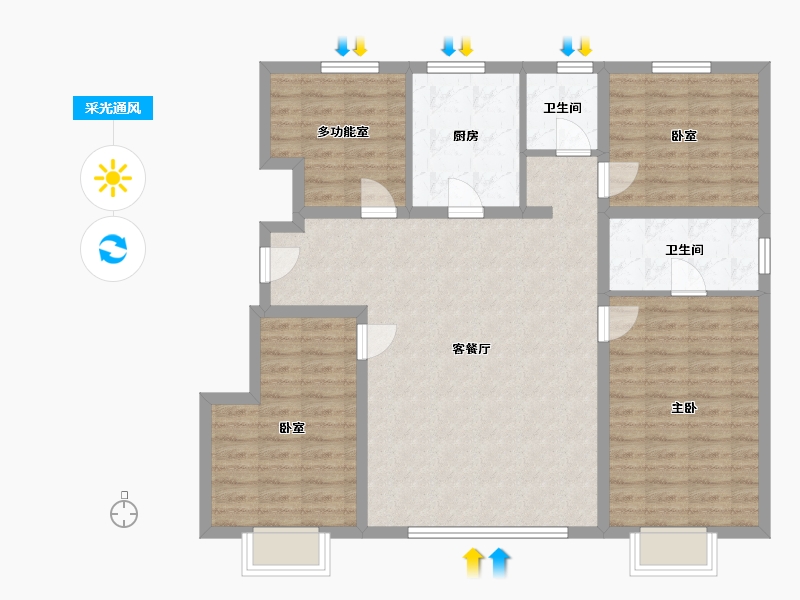 北京-北京市-朝阳壹墅-120.00-户型库-采光通风