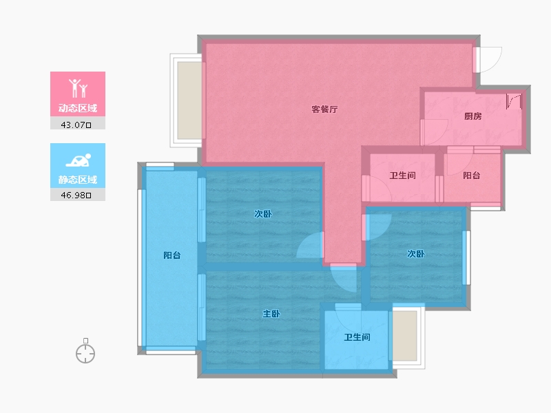 云南省-楚雄彝族自治州-万景.彝海学府-80.00-户型库-动静分区