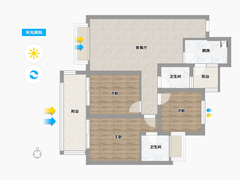 云南省-楚雄彝族自治州-万景.彝海学府-80.00-户型库-采光通风