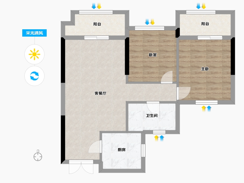 浙江省-衢州市-招贤里-70.00-户型库-采光通风