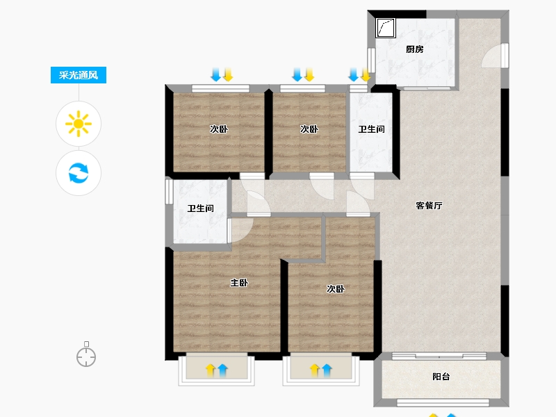 河北省-石家庄市-碧桂园-108.00-户型库-采光通风