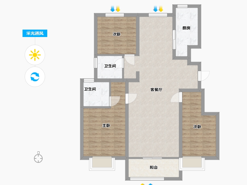 山东省-济南市-高铁熙水台-93.47-户型库-采光通风