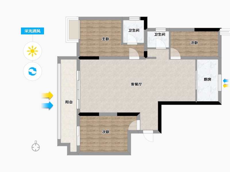 河南省-南阳市-花漾美郡-90.00-户型库-采光通风