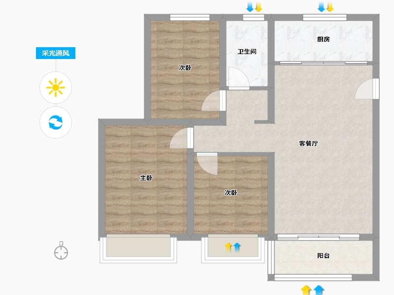 山东省-德州市-文鼎壹品原筑-90.00-户型库-采光通风