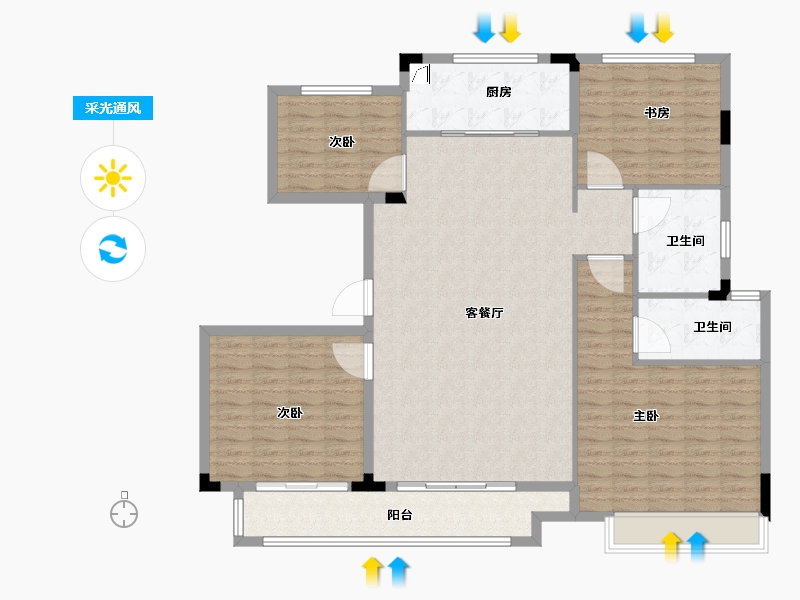 安徽省-宣城市-中建蓝城宣城桃花源-140.00-户型库-采光通风