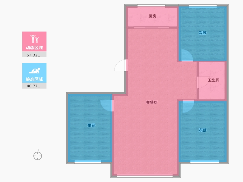 内蒙古自治区-呼伦贝尔市-鼎润家园-89.00-户型库-动静分区