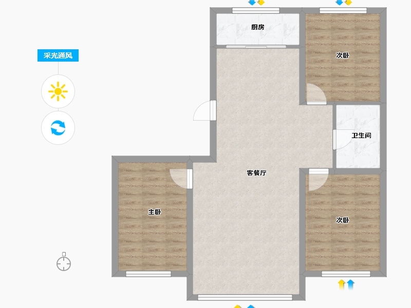 内蒙古自治区-呼伦贝尔市-鼎润家园-89.00-户型库-采光通风