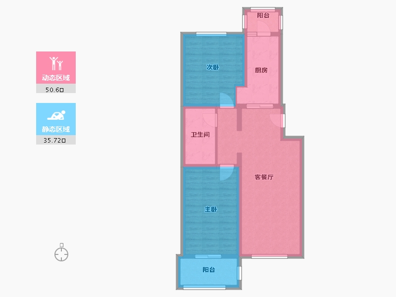 北京-北京市-龙跃苑-一区-73.80-户型库-动静分区