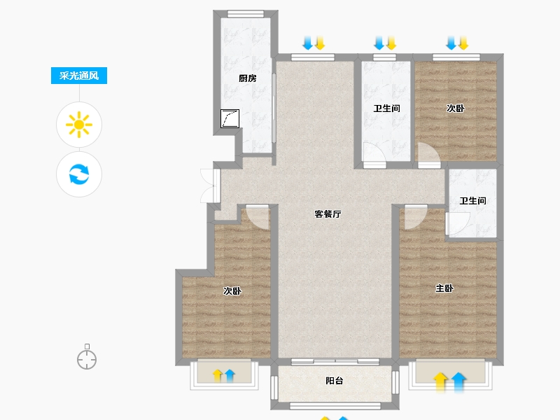 吉林省-松原市-鸿盛国际-116.00-户型库-采光通风