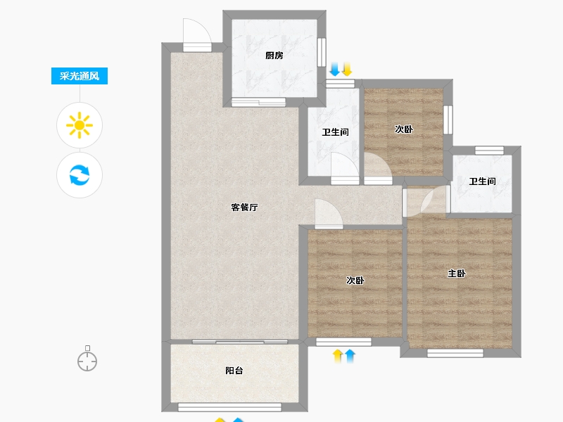 四川省-广安市-龙鑫美湖湾-68.00-户型库-采光通风