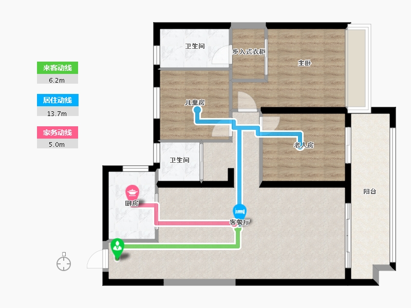 河南省-郑州市-碧桂园西湖三号院-96.00-户型库-动静线