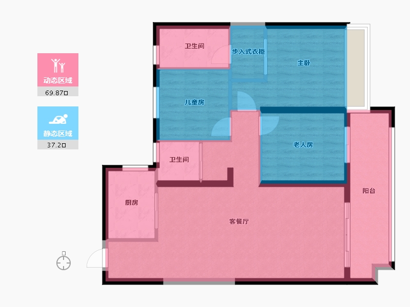 河南省-郑州市-碧桂园西湖三号院-96.00-户型库-动静分区