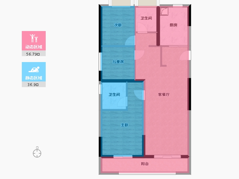 湖北省-武汉市-绿城桂语朝阳-89.00-户型库-动静分区