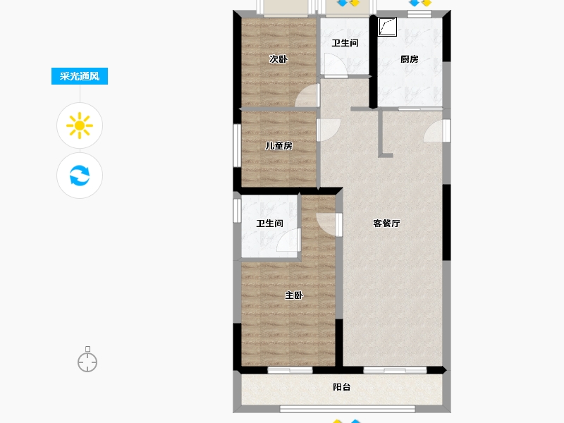 湖北省-武汉市-绿城桂语朝阳-89.00-户型库-采光通风