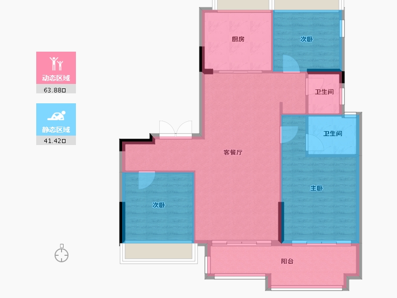 安徽省-阜阳市-东湖世纪城3区-92.00-户型库-动静分区