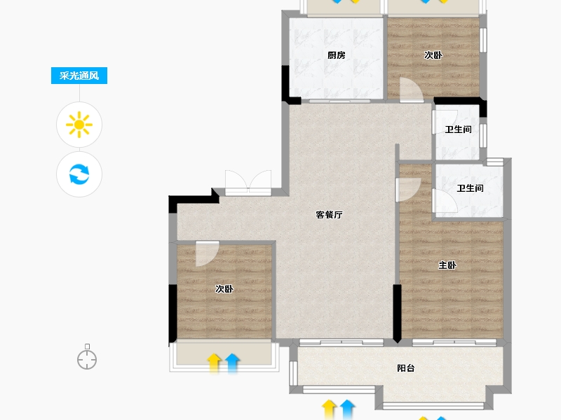 安徽省-阜阳市-东湖世纪城3区-92.00-户型库-采光通风