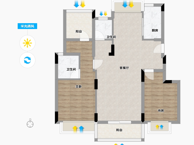 广西壮族自治区-柳州市-龙光莲花悦府-85.00-户型库-采光通风