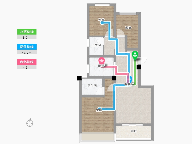 浙江省-杭州市-天空之城-76.00-户型库-动静线