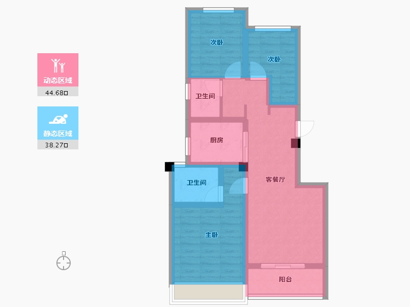 浙江省-杭州市-天空之城-76.00-户型库-动静分区