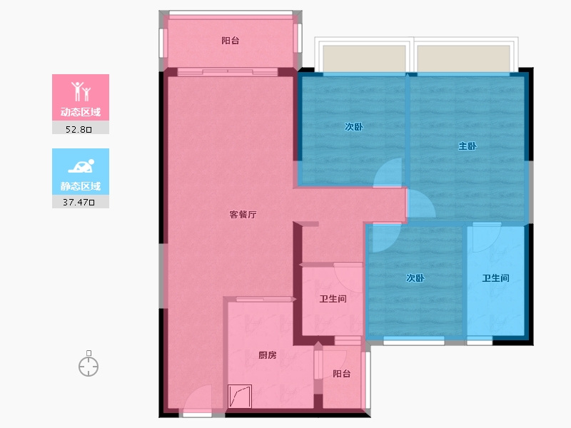 云南省-昆明市-中南十二集-85.40-户型库-动静分区