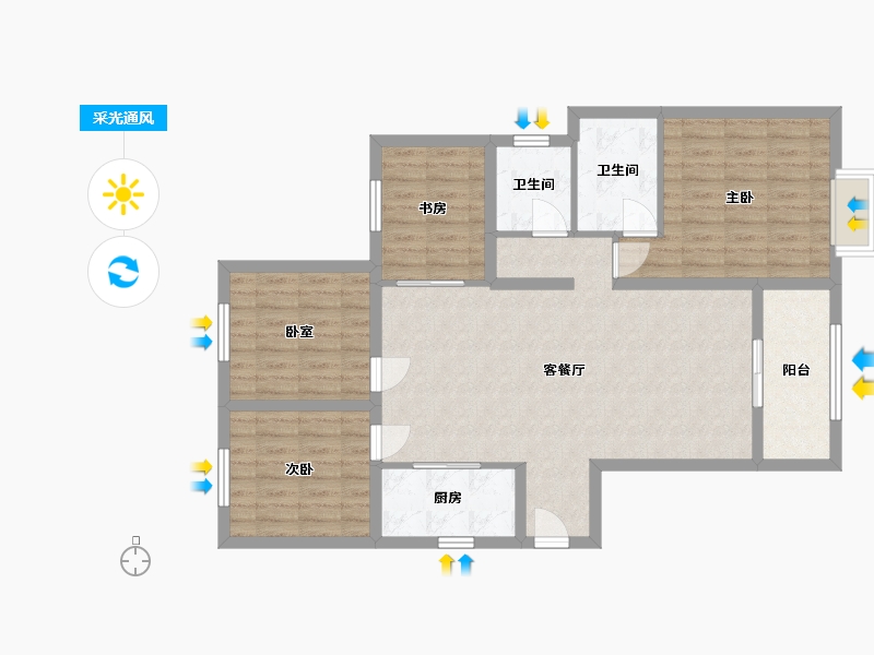 福建省-泉州市-世茂御龙府-79.80-户型库-采光通风