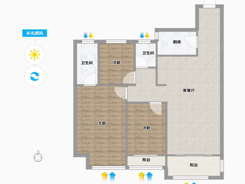 河南省-郑州市-亚星双河居-94.73-户型库-采光通风