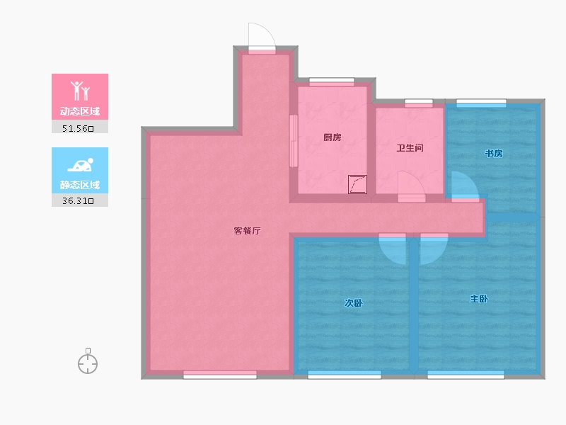 新疆维吾尔自治区-乌鲁木齐市-山水佳苑3期-90.00-户型库-动静分区