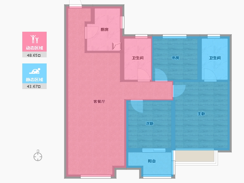 山东省-济南市-中骏·雍景府-82.00-户型库-动静分区