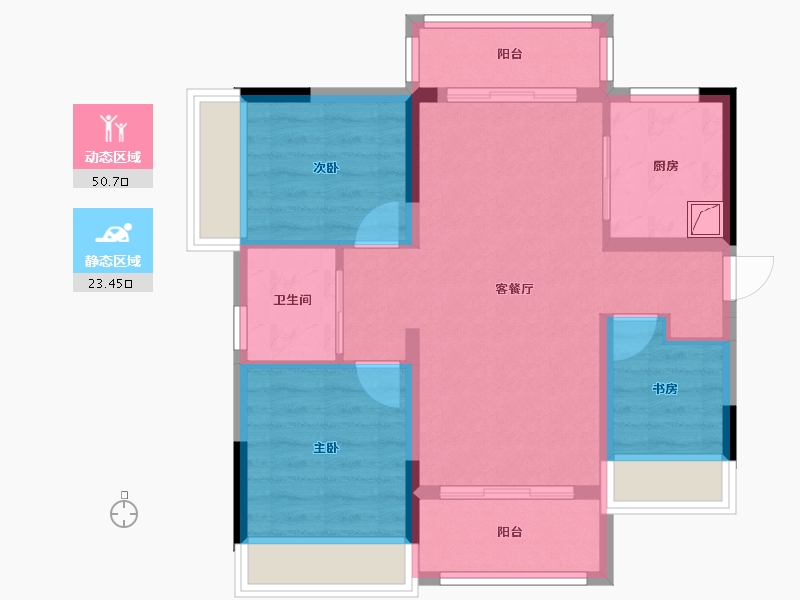 广东省-河源市-汇景九里湾-71.85-户型库-动静分区