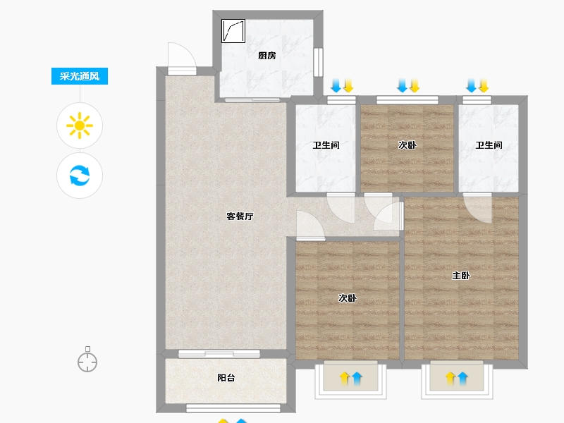 江苏省-南京市-仁恒城市星徽-96.00-户型库-采光通风