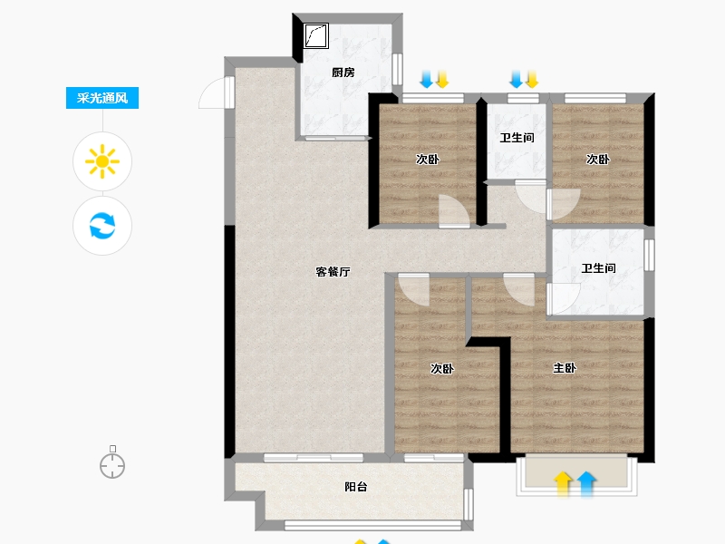 四川省-成都市-海伦堡玖悦府-105.00-户型库-采光通风