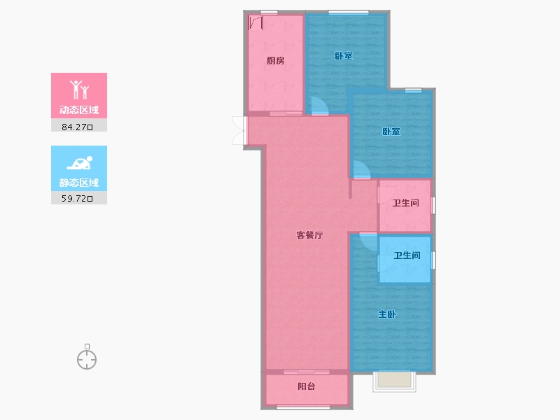 内蒙古自治区-鄂尔多斯市-龙泽家园-130.00-户型库-动静分区