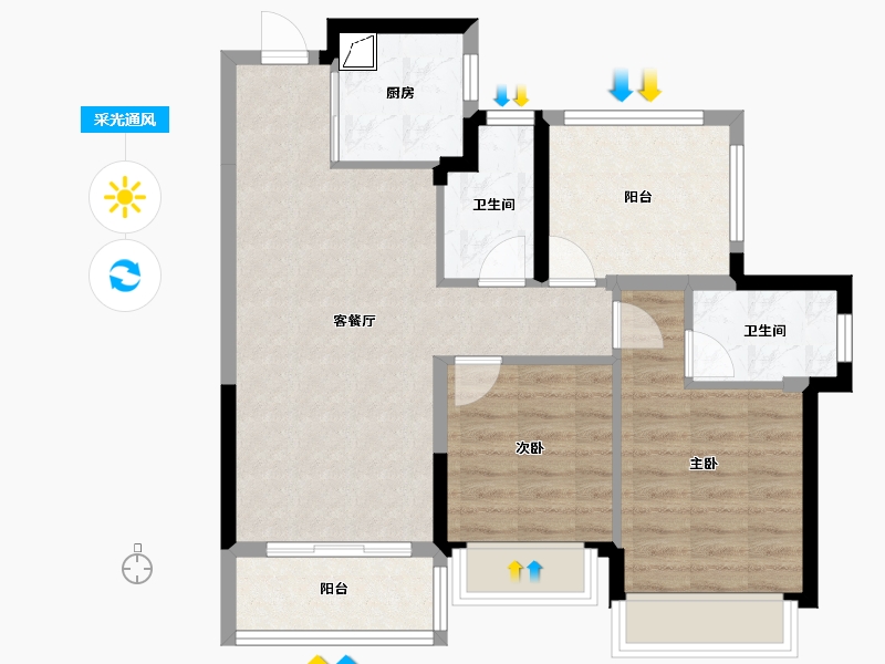 广西壮族自治区-柳州市-龙光玖龙府观山苑-78.00-户型库-采光通风