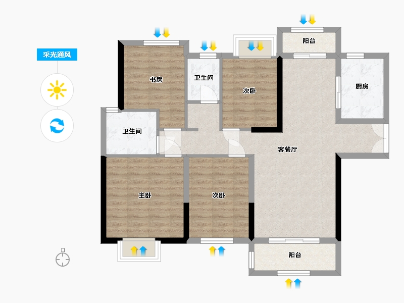 湖南省-长沙市-长房·宁都公馆-100.00-户型库-采光通风