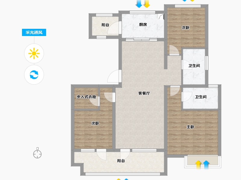 山东省-青岛市-花街小镇维拉-108.00-户型库-采光通风